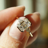 Solarii New Arrived 2.0ct Emerald Cut Cubic Zirconia Engagement Ring