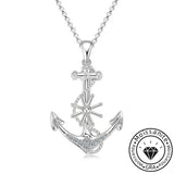 Round Cut Moissanite Anchor Necklace with White Gold/Yellow Gold Plating, 925 Sterling Silver