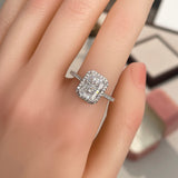 Moissanite 2.0ct Halo Radiant Cut 925 Sterling Silver Engagement Ring