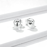 Halloween Ghost Stud Earrings In Sterling Silver