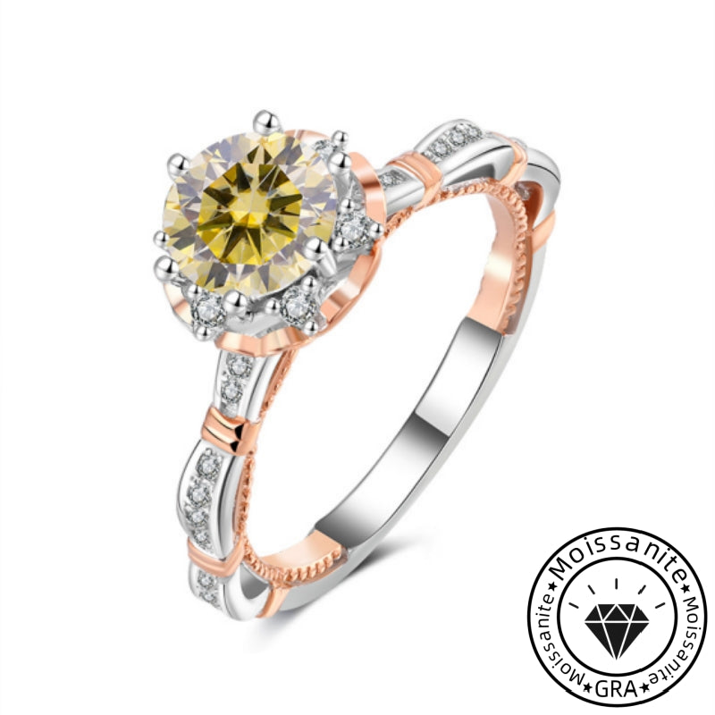 Charming Moissanite 925 Sterling Silver Two-Tone Design Engagement Ring