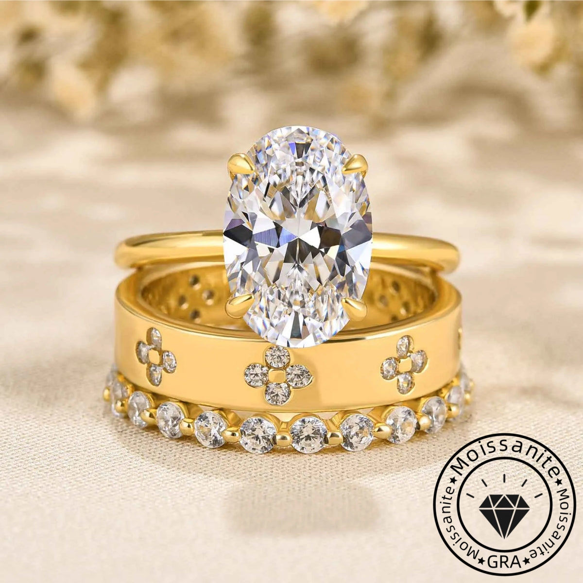 Solarii Noble Oval Cut 3PC Ring Set For Women