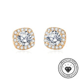 Solarii Moissanite  Round Cut Halo 925 Sterling Silver Stud Earrings