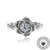 Chic Moissanite 925 Sterling Silver Floral Design 0.5ct Engagement Ring