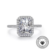 Moissanite 2.0ct Halo Radiant Cut 925 Sterling Silver Engagement Ring