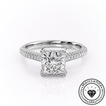 Sparkling Solarii Moissanite 2.0ct Princess Cut 925 Sterling Silver Pave Engagement Ring