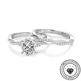 Moissanite 2.0ct Twist White Gold Pave Oval Cut Wedding Ring Set