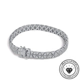 Chic round cut moissanite bracelet, rhodium plated, 925 sterling silver