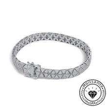 Chic round cut moissanite bracelet, rhodium plated, 925 sterling silver