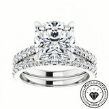 Solarii Moissanite 3.0ct Cushion Cut  925 Sterling Silver Wedding Ring Set