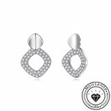 Moissanite 925 Sterling Silver Geometric Round Cut Drop Earrings