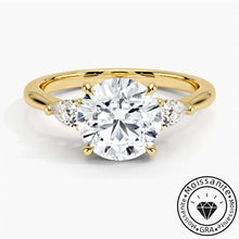 Solarii Moissanite 1.0ct Round Cut Sterling Silver Three Stone Engagement Ring