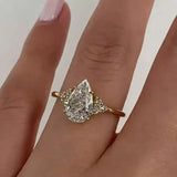 Pear Cut White Stone with Yellow Gold Plating Engagement Ring.