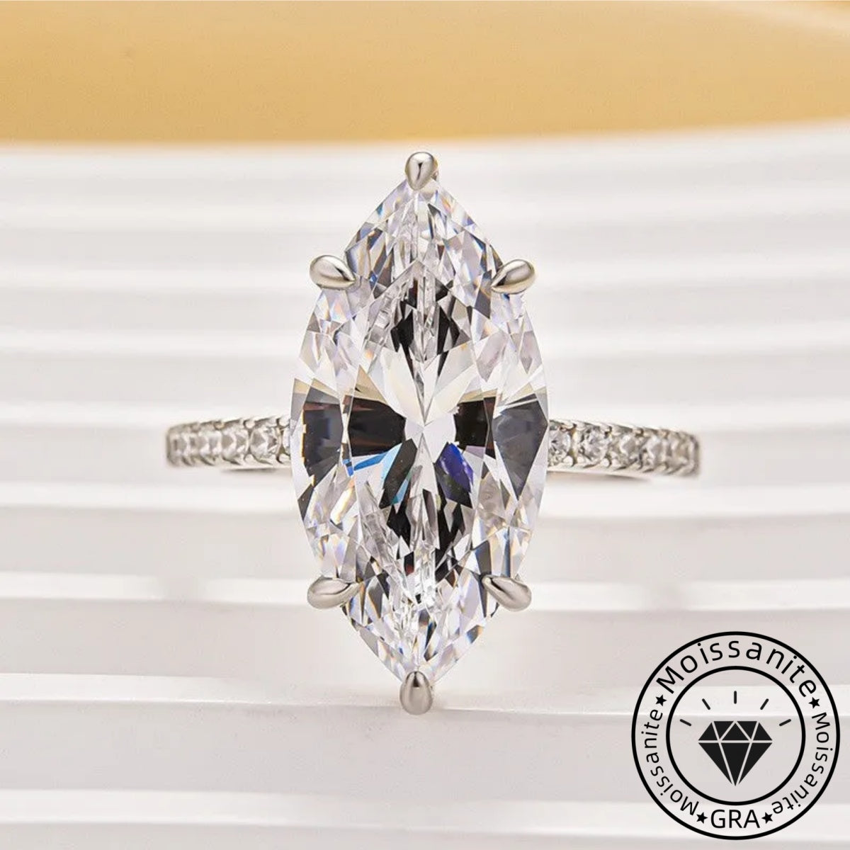 Mesmerizing Pave Marquise Cut 5.0ct Engagement Ring In Sterling Silver