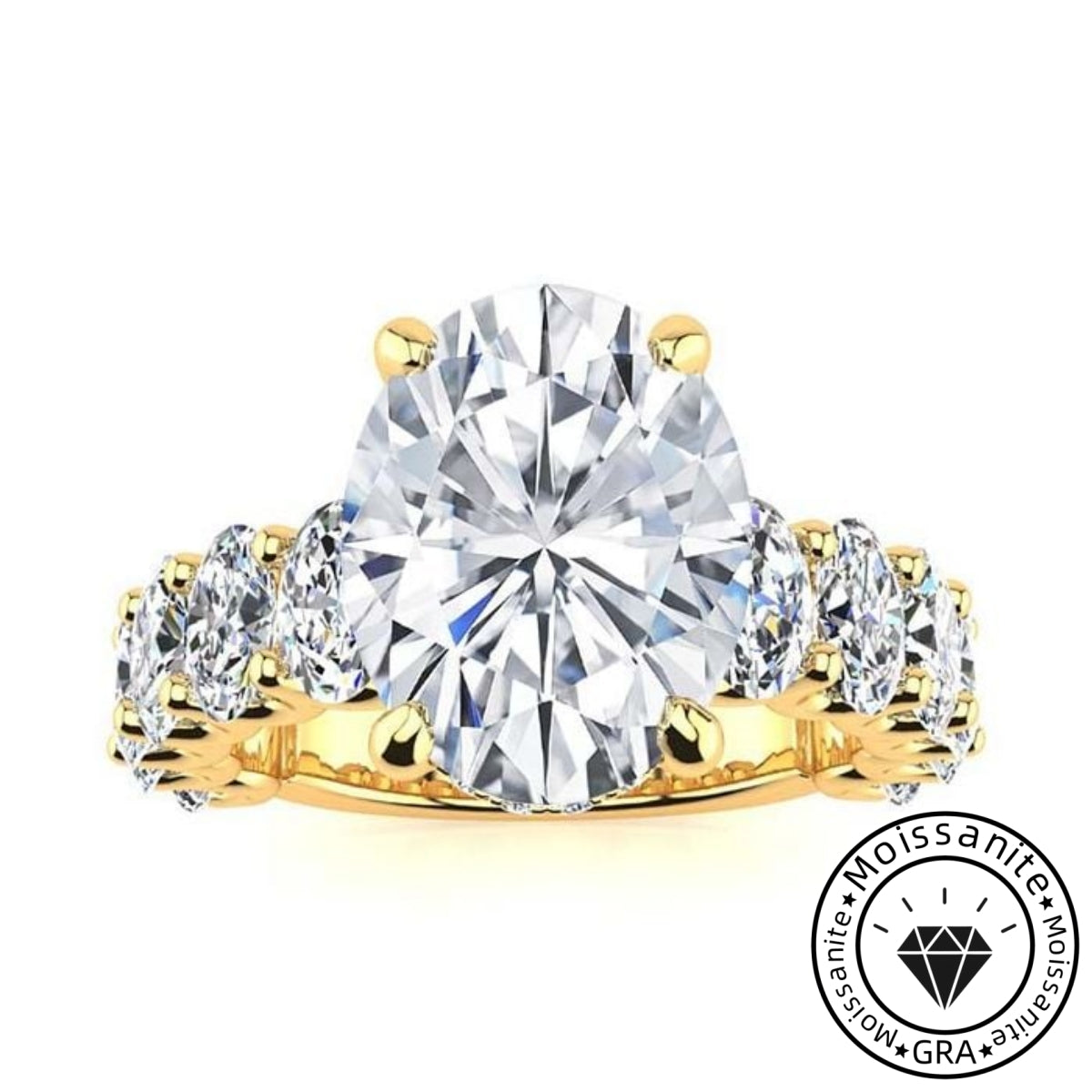 Glossy Pave Oval Cut 10ct Engagement Ring In Sterling Silver