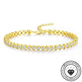 Solarii "Orbit" round cut moissanite bracelet, rhodium plated, 925 sterling silver