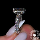Iridescent-hued Hidden Halo Radiant Cut 5.0ct Engagement Ring In Sterling Silver