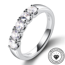 Round Cut White Gold Plated 925 Sterling Silver Moissanite Wedding Ring
