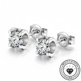 Solarii Moissanite  Round Cut 925 Sterling Silver Stud Earrings