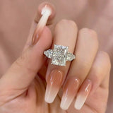 Gorgeous Hidden Halo Radiant Cut 5.0ct Engagement Ring In Sterling Silver