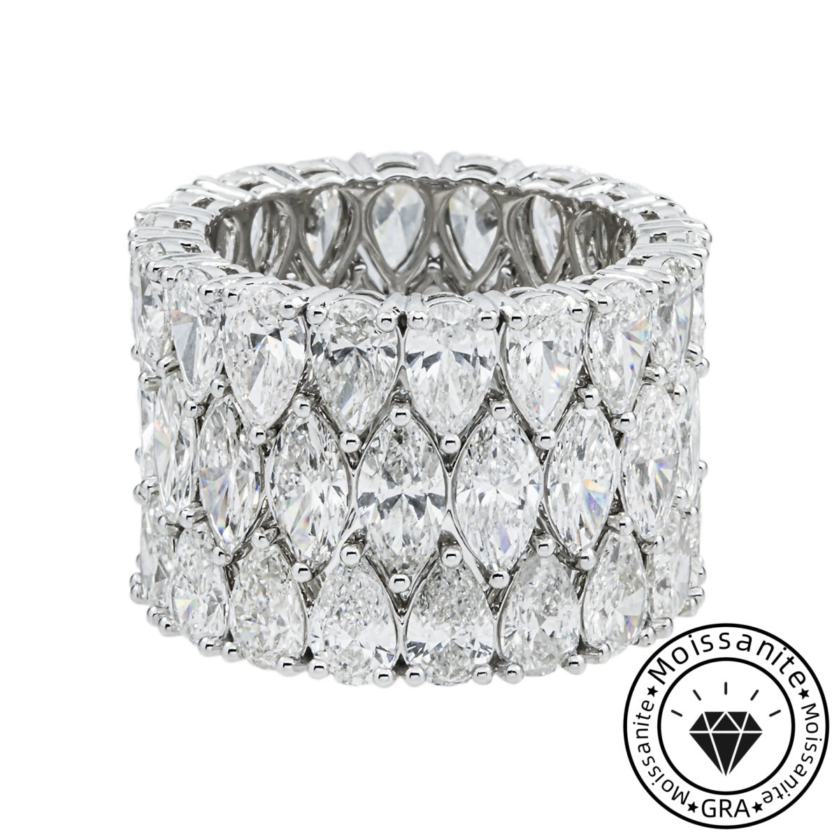 Chunky Pear Cut&Marquise Cut 22 Ct 3PC Ring 925 Sterling Silver Wedding Ring Set