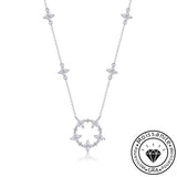 Round Cut Moissanite Star Necklace with White Gold Plating, 925 Sterling Silver