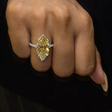 Majestic 8.0ct Marquise Cut Yellow Stone Pave Engagement Ring