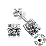 Solarii Moissanite  Round Cut 925 Sterling Silver 4 Prong Stud Earrings