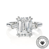 Solarii Moissanite 2.0ct Emerald Cut Three Stones 925 Sterling Silver Engagement Ring