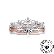 Solarii  Moissanite 0.30ct Crown Design Round Cut  925 Sterling Silver Wedding Ring Set