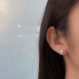 Elegant Heart Cut Women's Stud Earrings In Sterling Silver