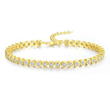 Solarii "Orbit" Classic Sterling Silver Bezel Set Tennis Bracelet Adjustable Chain