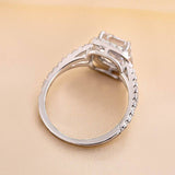 Radiant Cut Halo 925 Sterling Silver Engagement Ring
