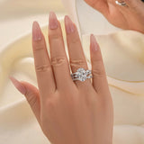 Dimensional Oval Cut 5.0 Ct 3PC Ring 925 Sterling Silver Wedding Ring Set