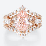 Deluxe-styled 4.0CT Pear Cut Insert Wedding Ring Set In Sterling Silver