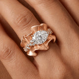 2.0ct Oval Cut Sculptural Ruffle Engagement Ring