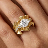 2.0ct Oval Cut Sculptural Ruffle Engagement Ring