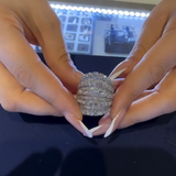 Dazzling 925 Sterling Silver Pave Round Cut Wide Band Wedding Ring