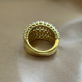 Brilliant 925 Sterling Silver Pavé Round Cut Wide Band Wedding Ring