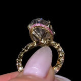 Breathtaking 8.0ct Oval Cut Marquise Bubble Band & Pink Halo Engagement Ring In Sterling Silver