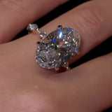 Breathtaking 8.0ct Oval Cut Marquise Bubble Band & Pink Halo Engagement Ring In Sterling Silver