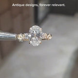 Vintage Oval Filigree Engagement Ring with 5.0ct Look Antique Inspired Milgrain Art Deco Detailing in 14K Gold Over Sterling Silver