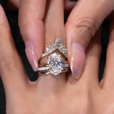 Elevated Oval Cut 5.0 Ct Solitaire 4pc Crown Stacking Wedding Ring Set 925 Sterling Silver