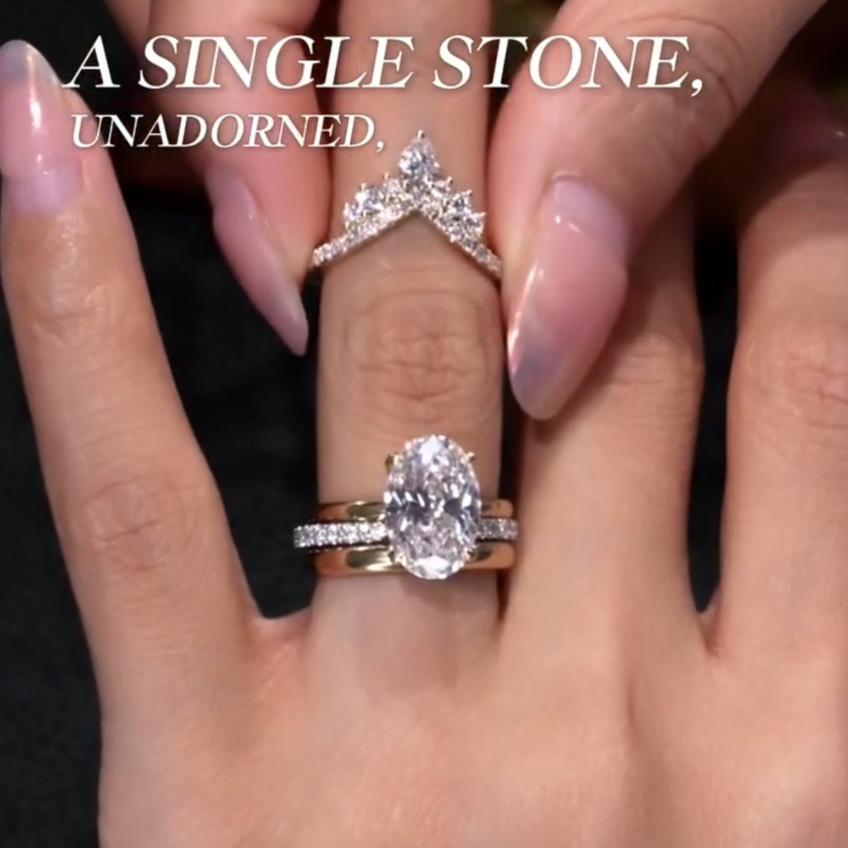 Elevated Oval Cut 5.0 Ct Solitaire 4pc Crown Stacking Wedding Ring Set 925 Sterling Silver