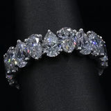 Elegant 925 Sterling Silver Pear Cut Curved Eternity Wedding Ring