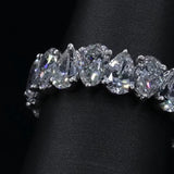 Elegant 925 Sterling Silver Pear Cut Curved Eternity Wedding Ring