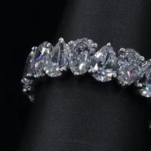 Elegant 925 Sterling Silver Pear Cut Curved Eternity Wedding Ring