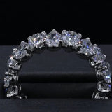 Elegant 925 Sterling Silver Pear Cut Curved Eternity Wedding Ring