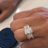 Exquisitely-crafted Radiant Cut 9.0ct TW Three-Stone Engagement Ring In Sterling Silver