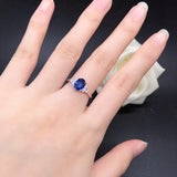 Stunning 1.5ct Blue Sapphire Oval Cut Engagement Ring In Sterling Silver